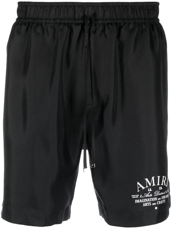 Logo-print silk shorts
