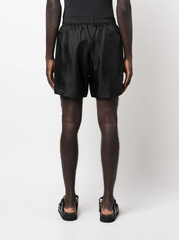 Logo-print silk shorts