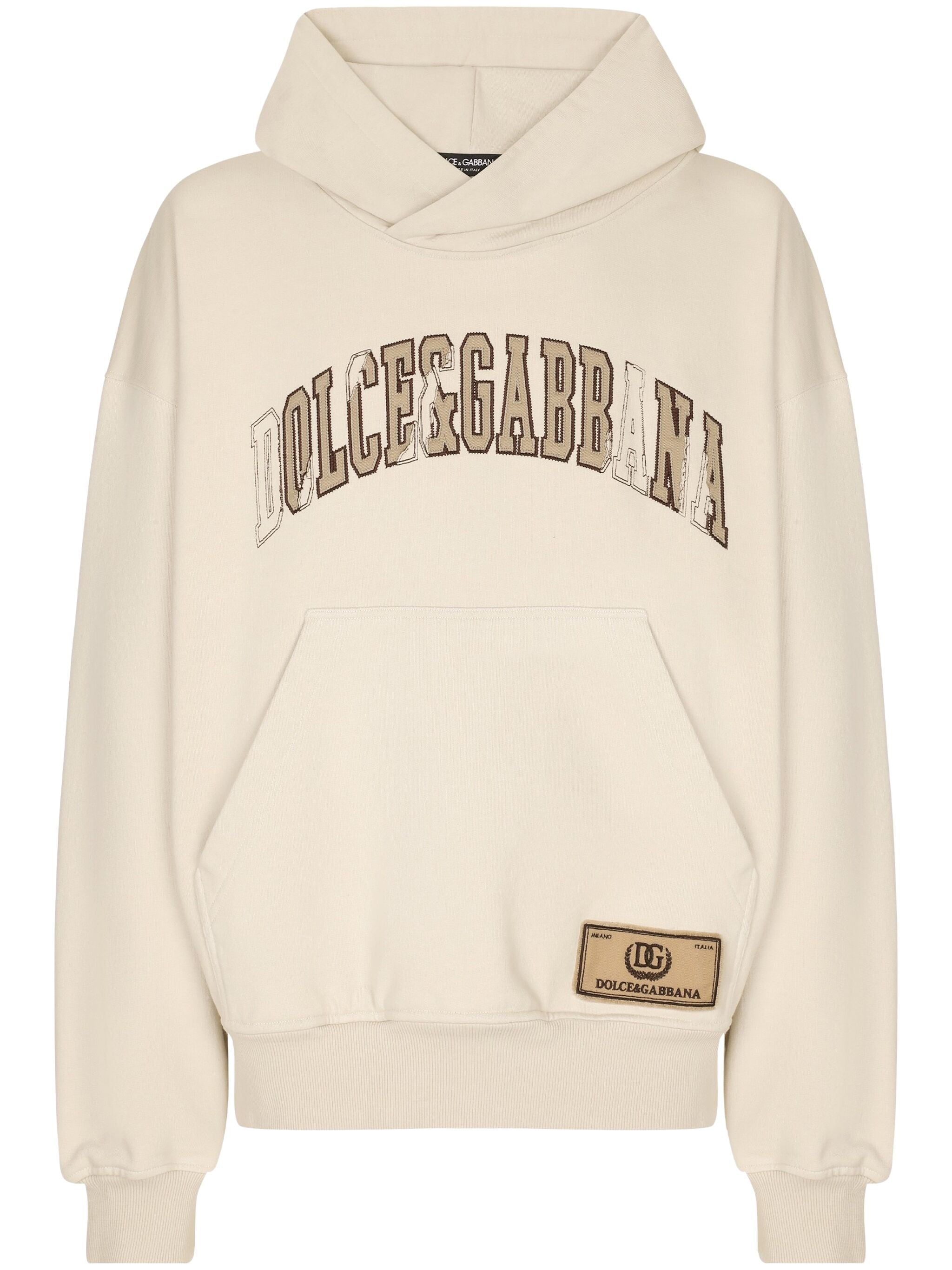 Hoodie with Dolce&Gabbana embroidery Dolce & Gabbana Beige | Grifo210