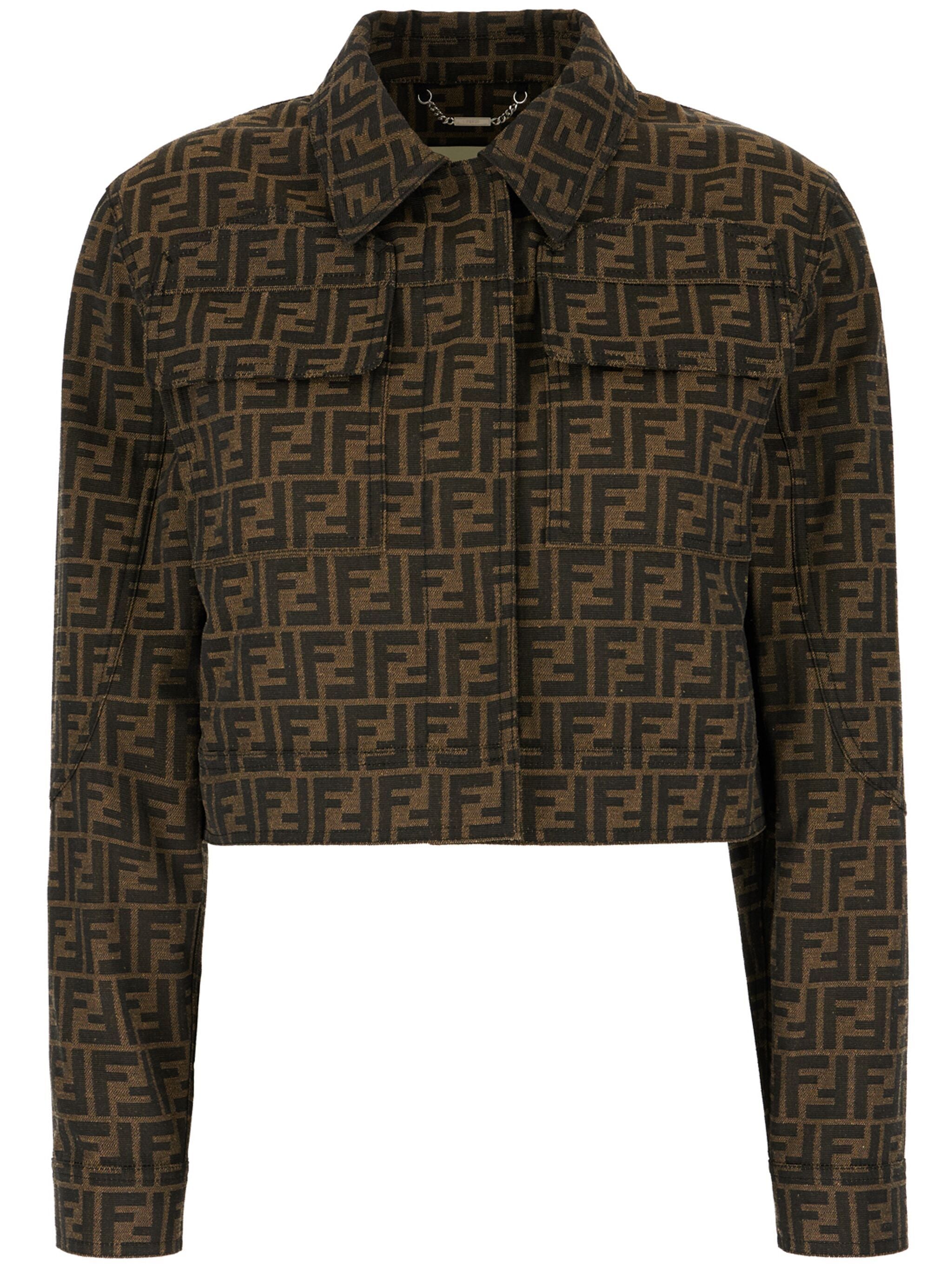 FF Cropped Jacket FENDI Marrone