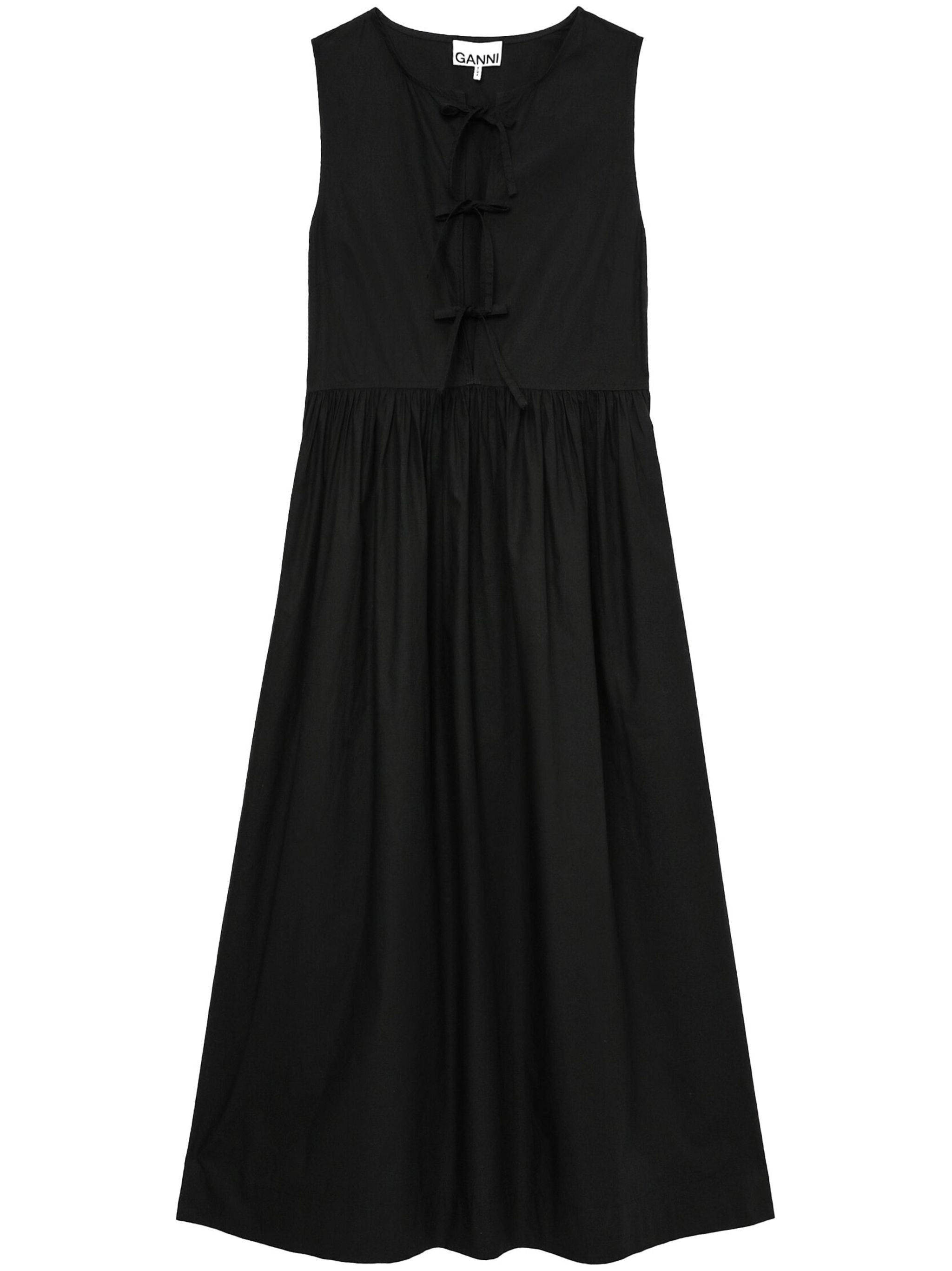 ganni black cotton poplin midi dress Cotton Poplin Midi Dress GANNI Nero