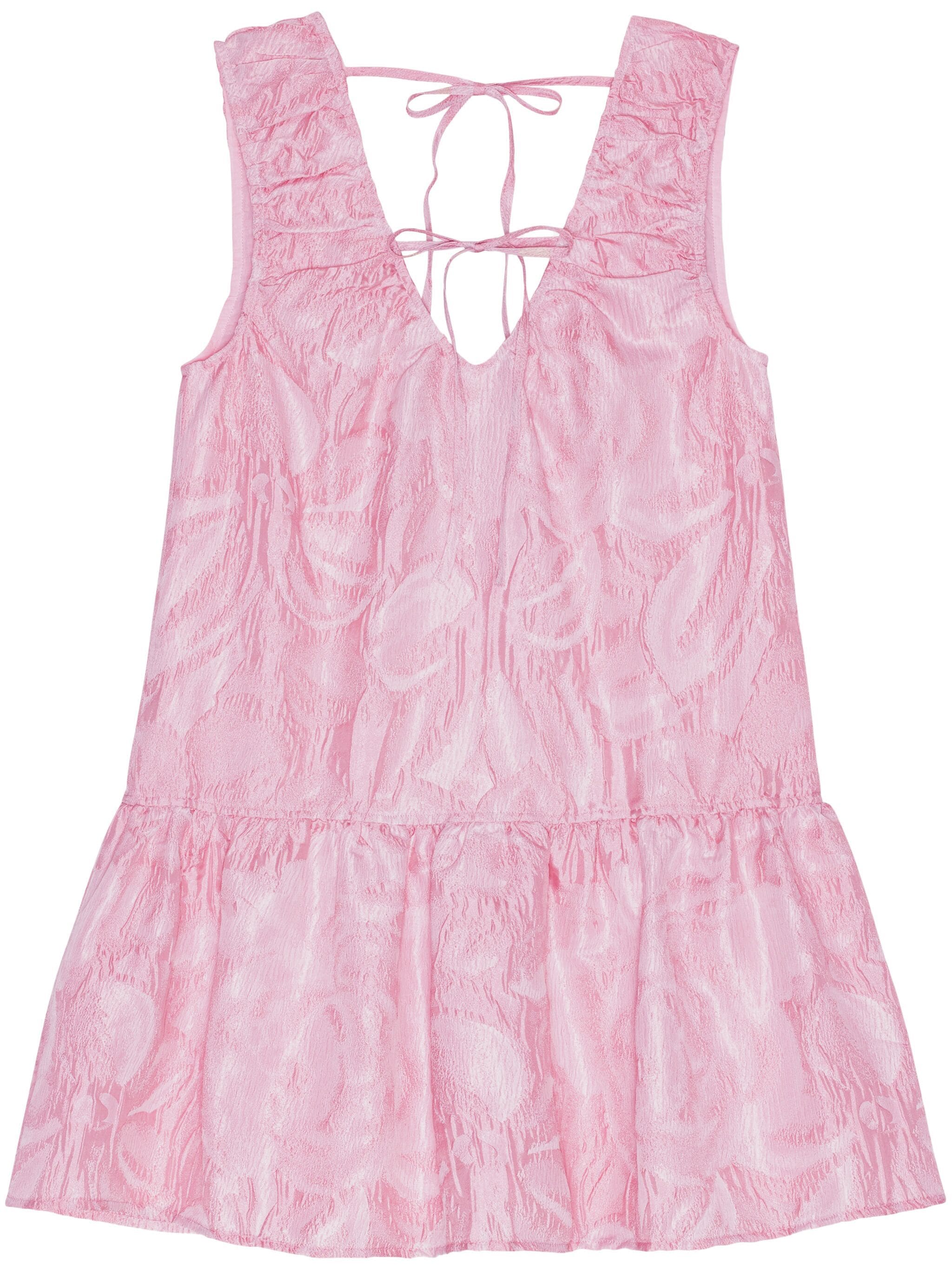 ganni pink dress Pink Textured Cloqué Mini Dress GANNI Rosa
