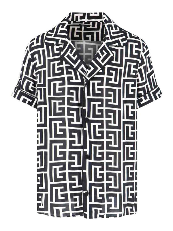 Pyjama shirt with monogrammed print
