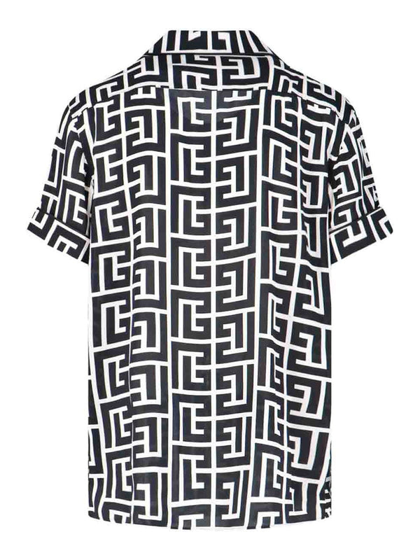 Pyjama shirt with monogrammed print