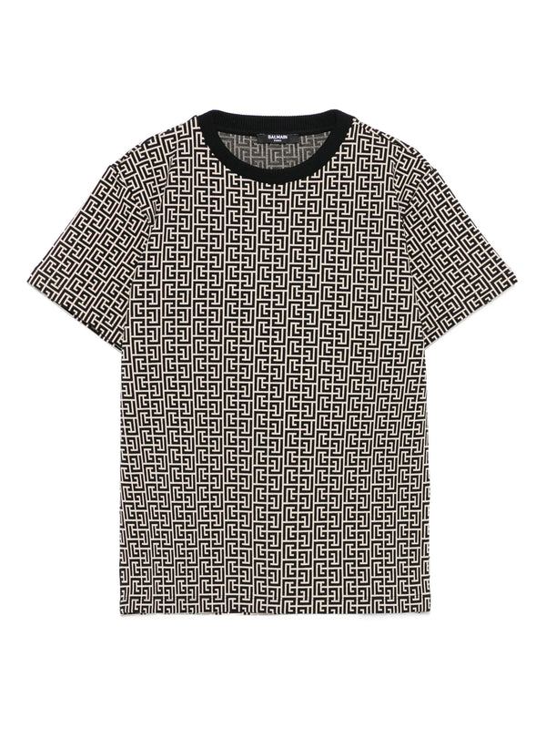 T-shirt in jacquard con monogramma PB labirinto