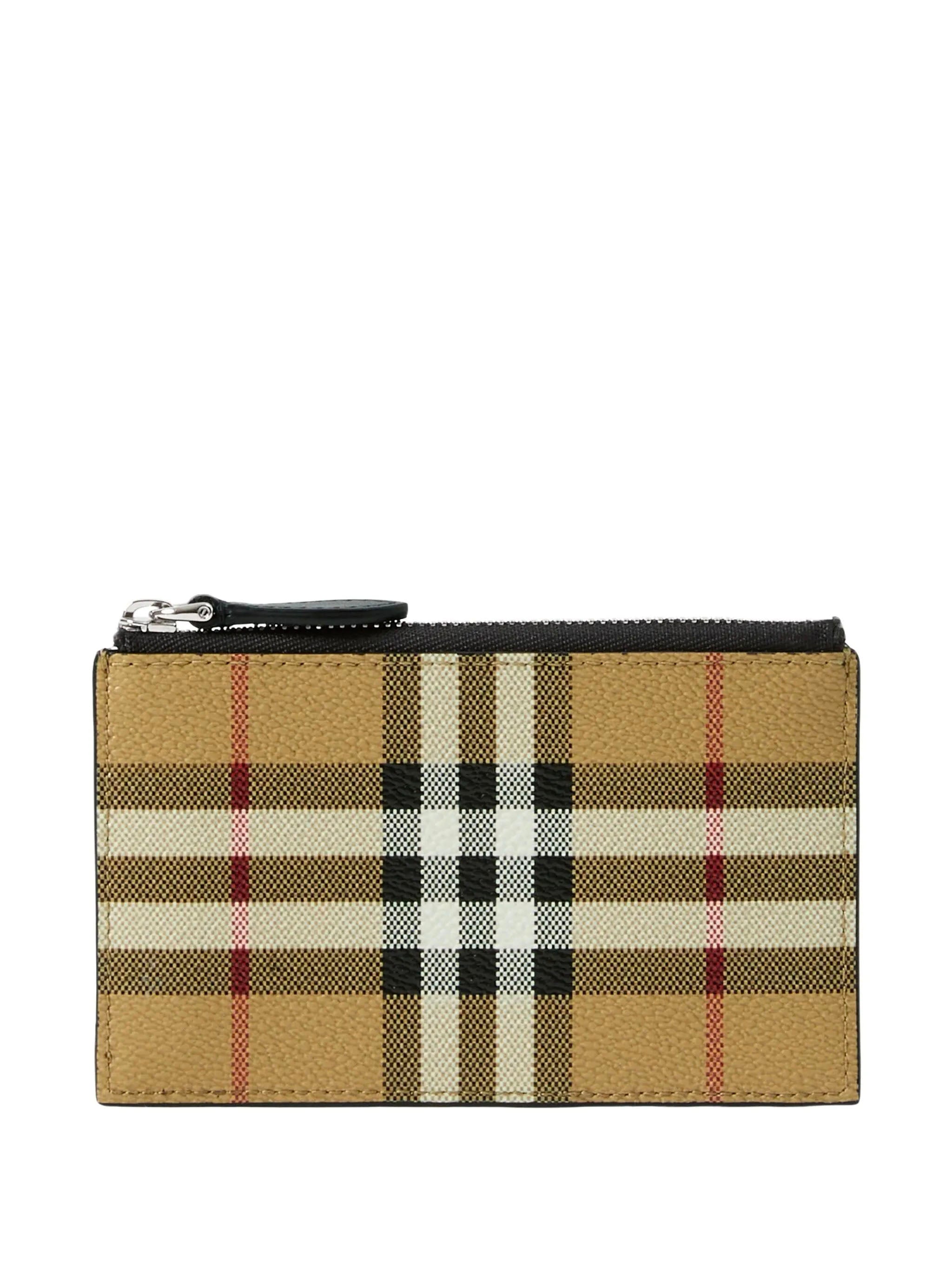 Check Credit Card Holder with Zipper Burberry Beige Grifo210