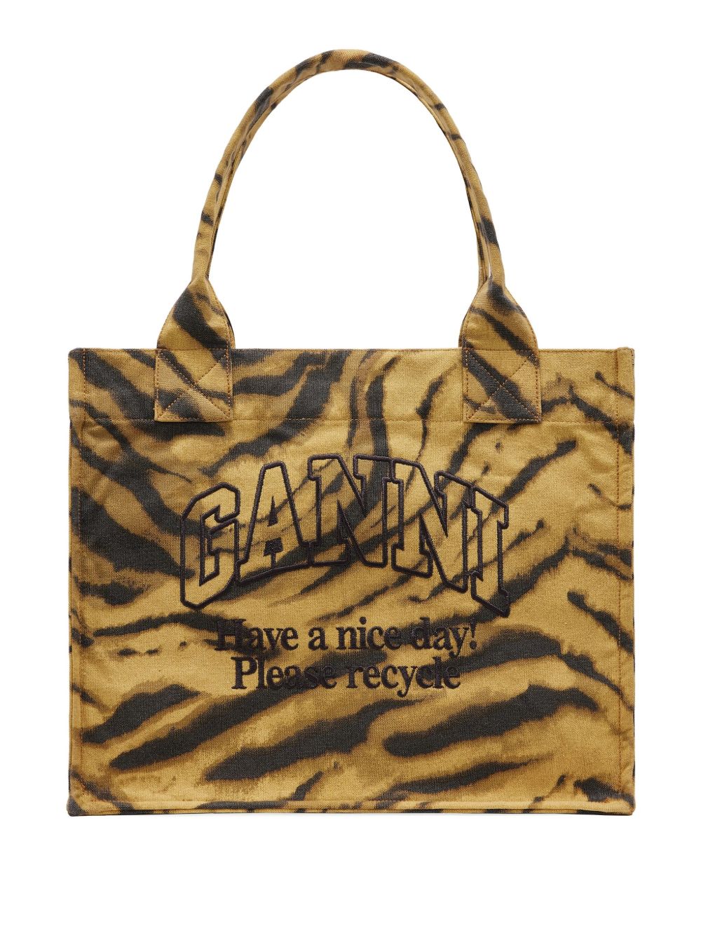 Zebra Print Large Tote GANNI Verde | Grifo210