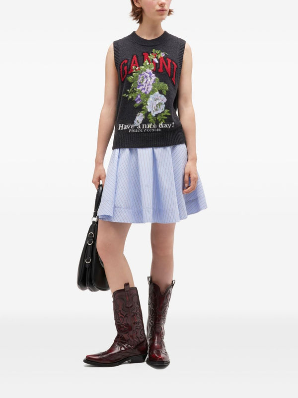 Dark Grey Rose Wool Vest