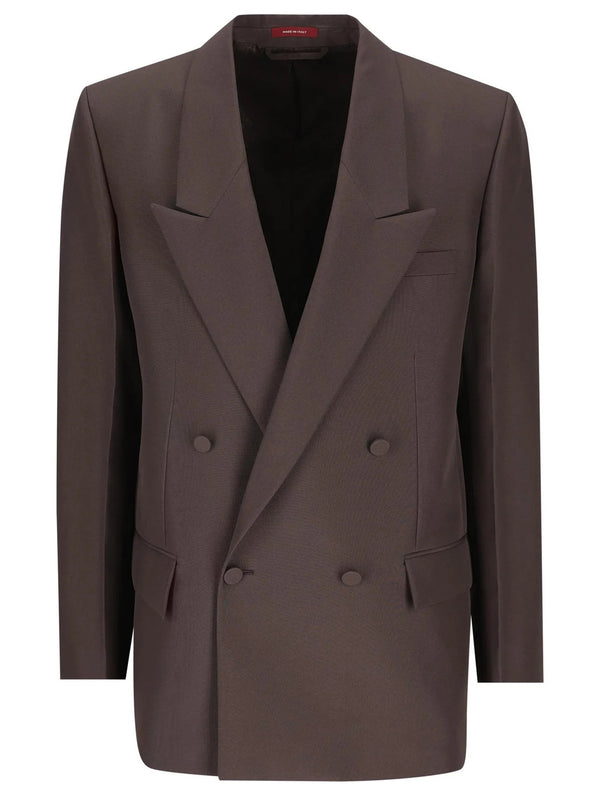 Double-breasted jacket in technical panama