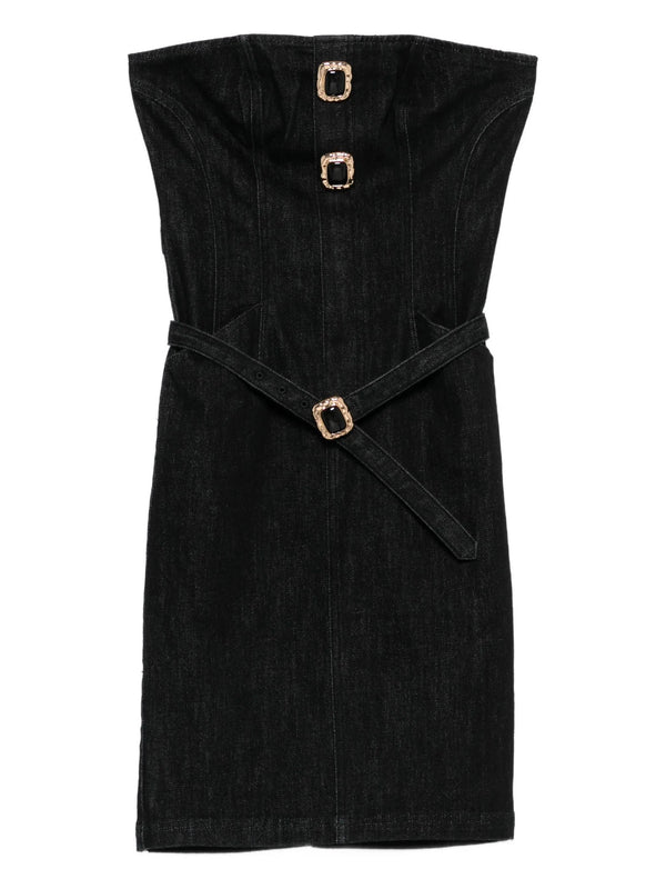 Denim bandeau midi dress
