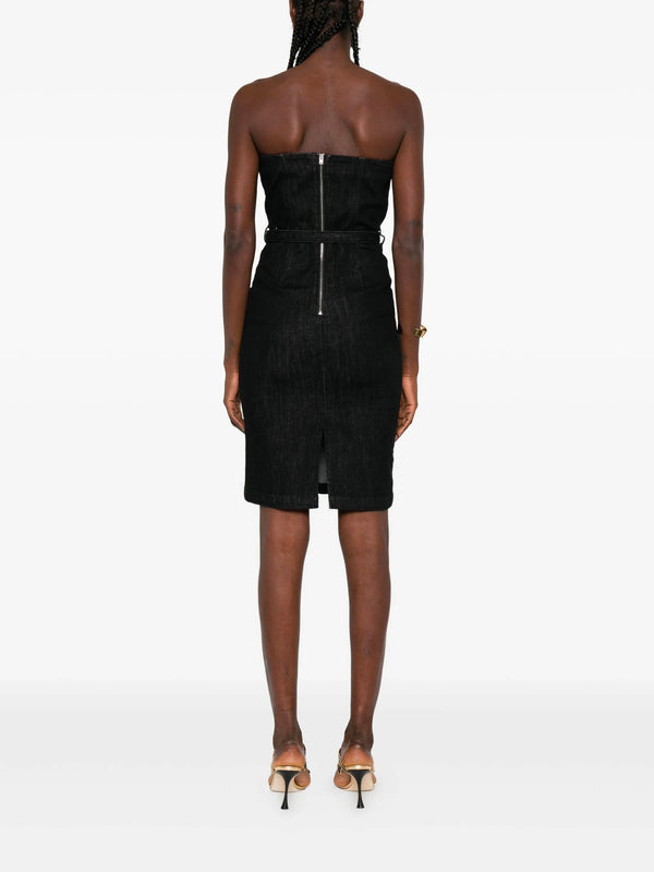 Denim bandeau midi dress