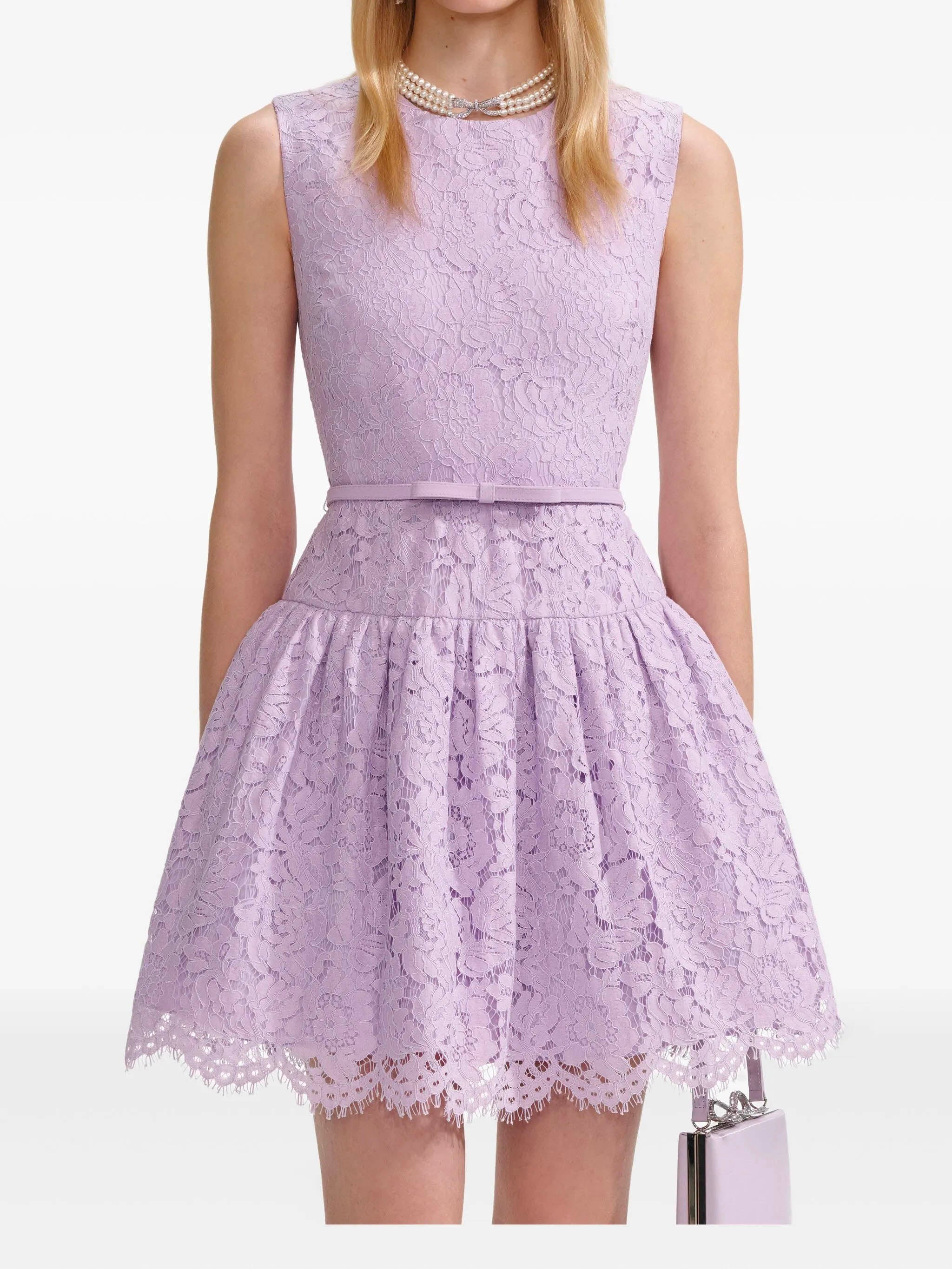 Lace sleeveless mini dress SELF PORTRAIT Lilla