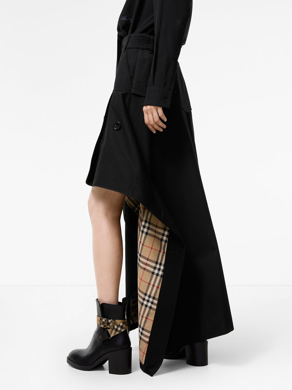 Asymmetrical gabardine trench skirt