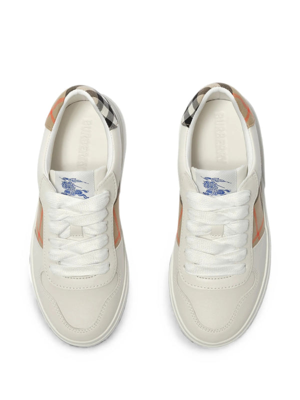 Check and Leather Sneakers
