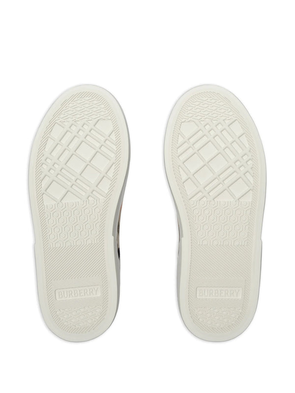 Check and Leather Sneakers
