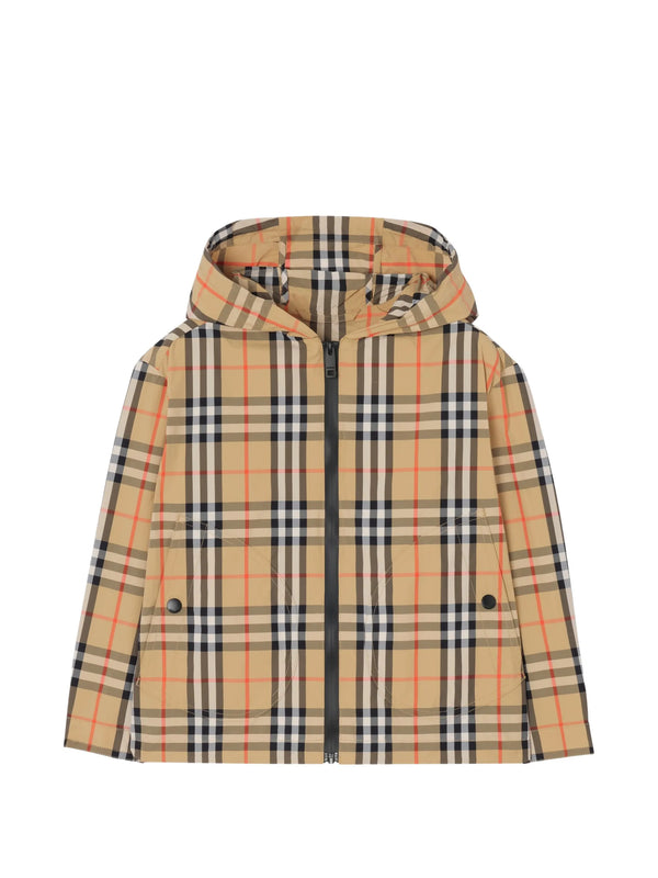 Giacca in nylon Check con cappuccio
