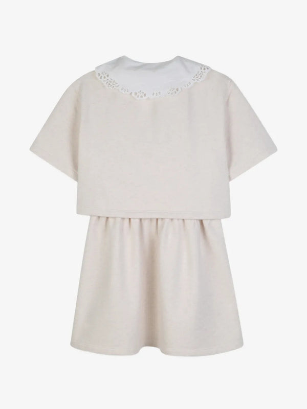 Embroidered-collar dress