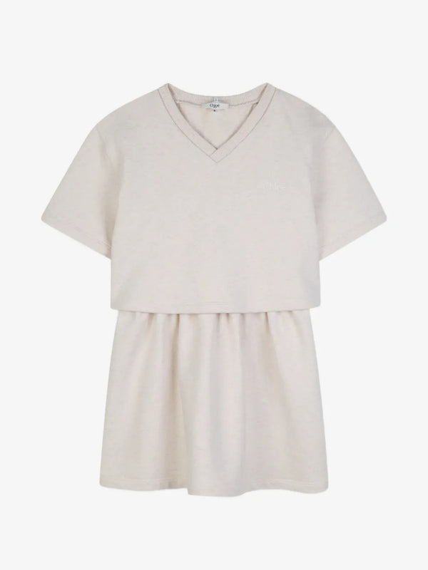 Embroidered-collar dress