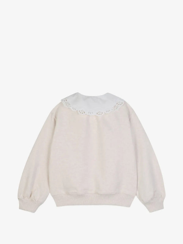 Broderie-anglaise collar sweatshirt