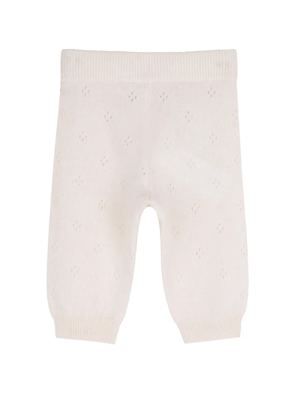 Floral-embroidered knitted wool babygrown set