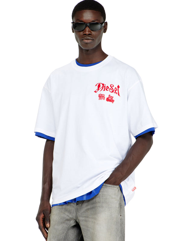 Cotton T-shirt with flocked graphics