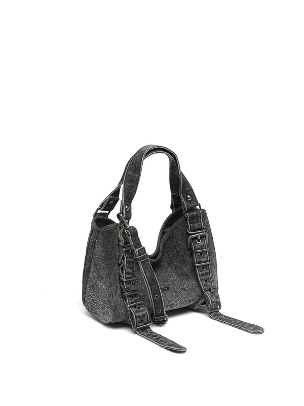 D-One - Small handbag in solarized denim with crystals