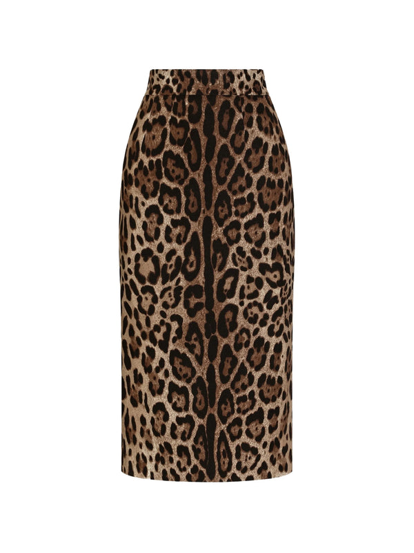 Longuette skirt with animal print