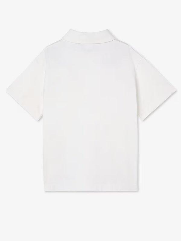 Jersey polo shirt with multicolor embroidery