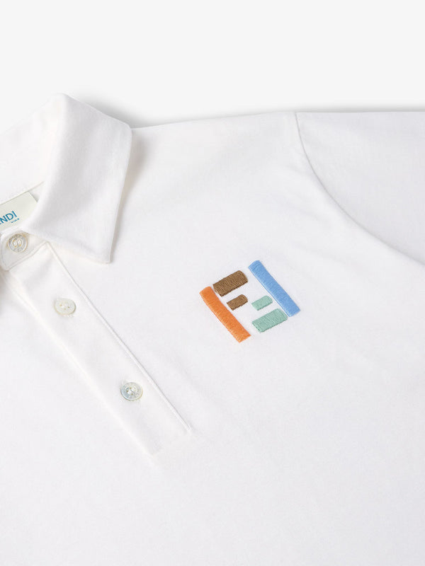 Jersey polo shirt with multicolor embroidery