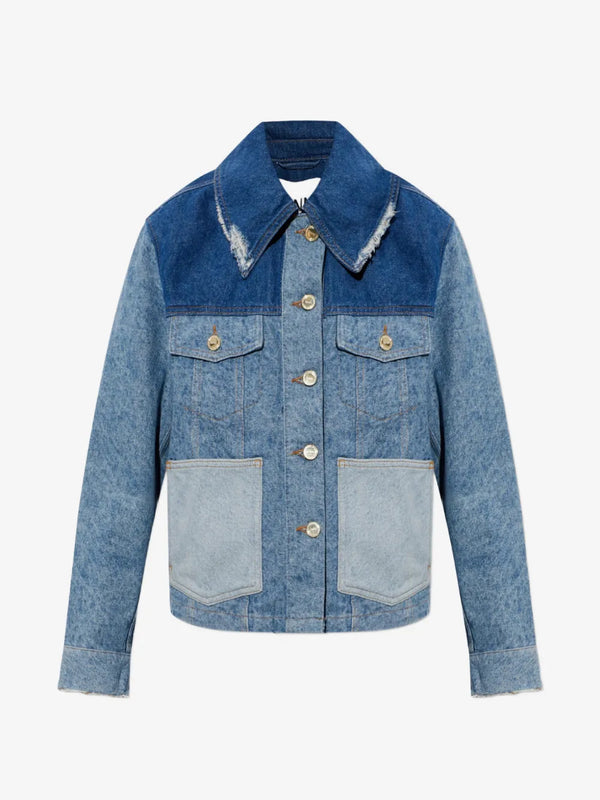 Giacca corta in denim patchwork