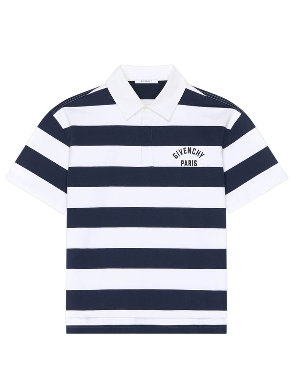 Polo a righe in cotone con ricamo Givenchy Paris
