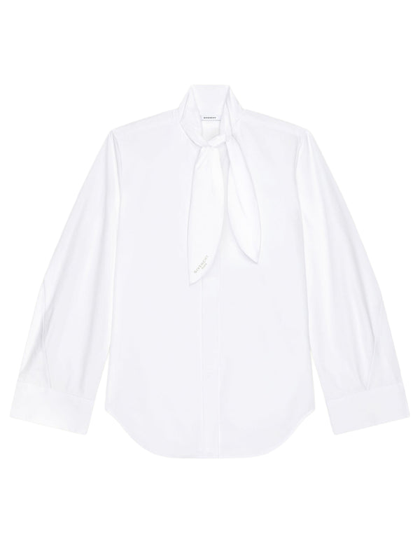 Cocoon poplin shirt with bow
