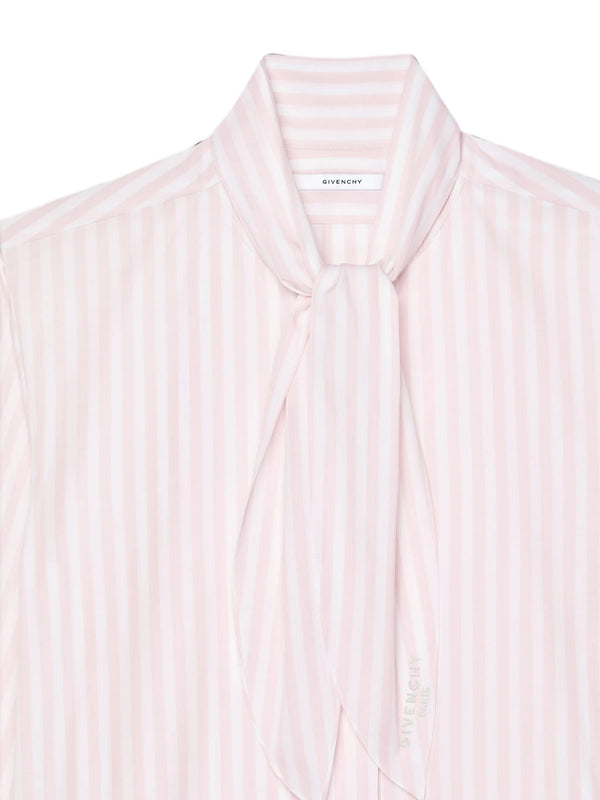 Camicia Cocoon a righe in popeline con fiocco