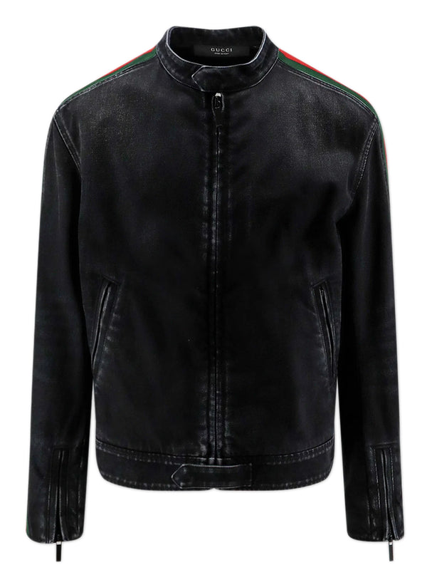 Cotton denim biker jacket with Web