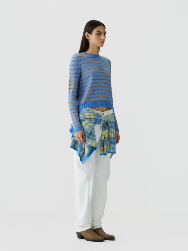 Pebble Stripe Shrunken Crew