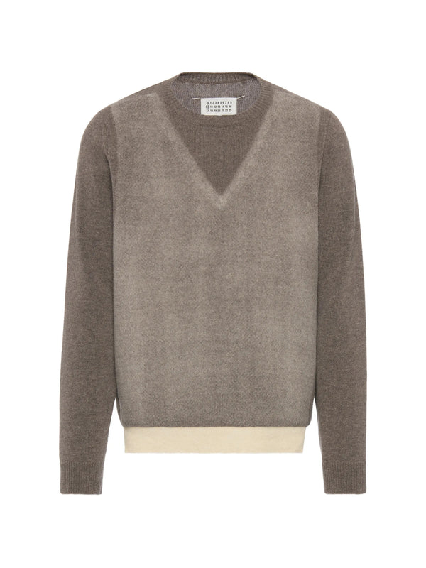 Crew neck sweater in melted wool knit
