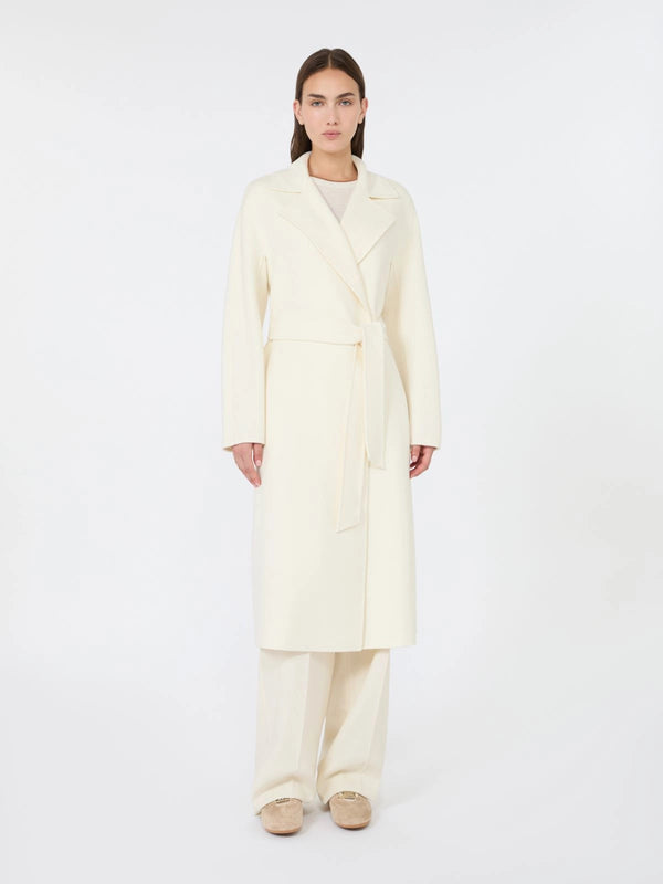 Cles long dressing gown coat in wool, cashmere and silk