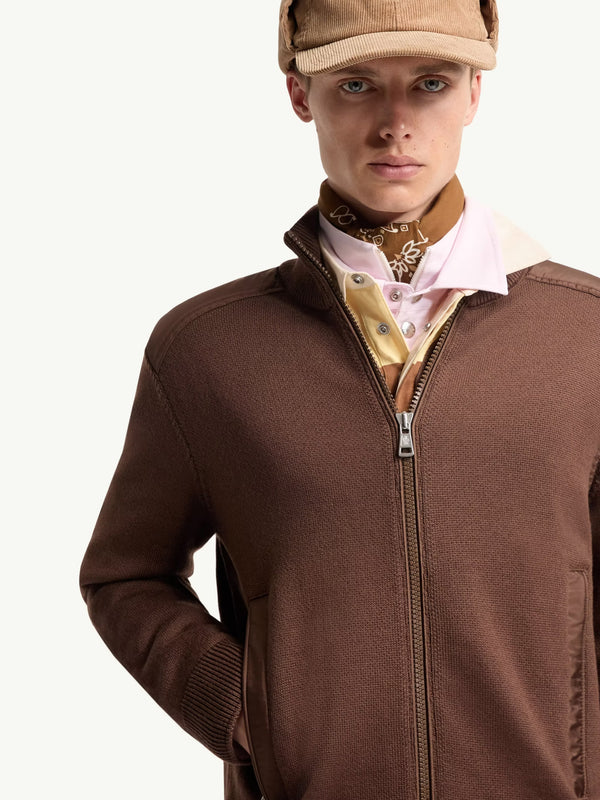 Cardigan imbottito in lana con zip