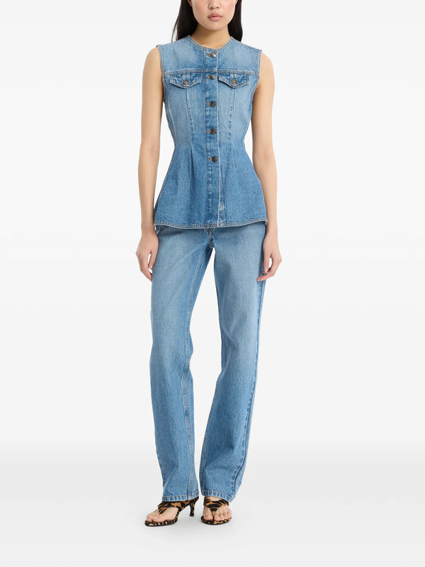 Flared Denim Top