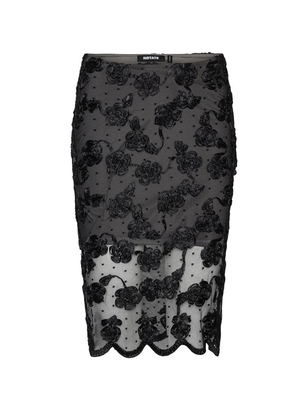 Flower mesh midi skirt