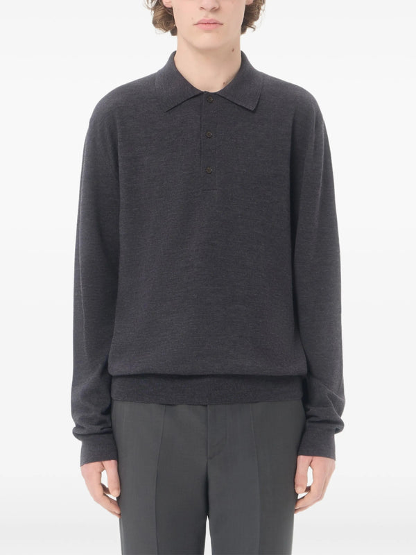 Wool polo shirt with VLogo embroidery