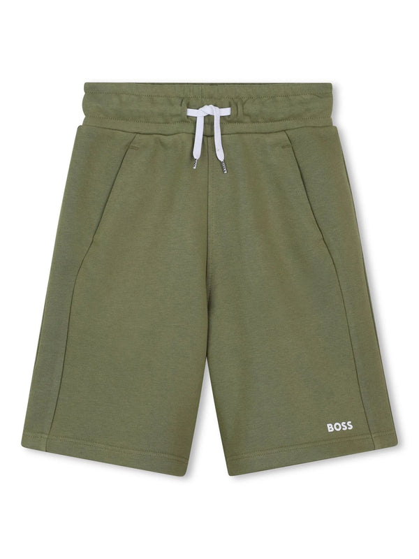 Regular fit fleece Bermuda shorts with printed logo