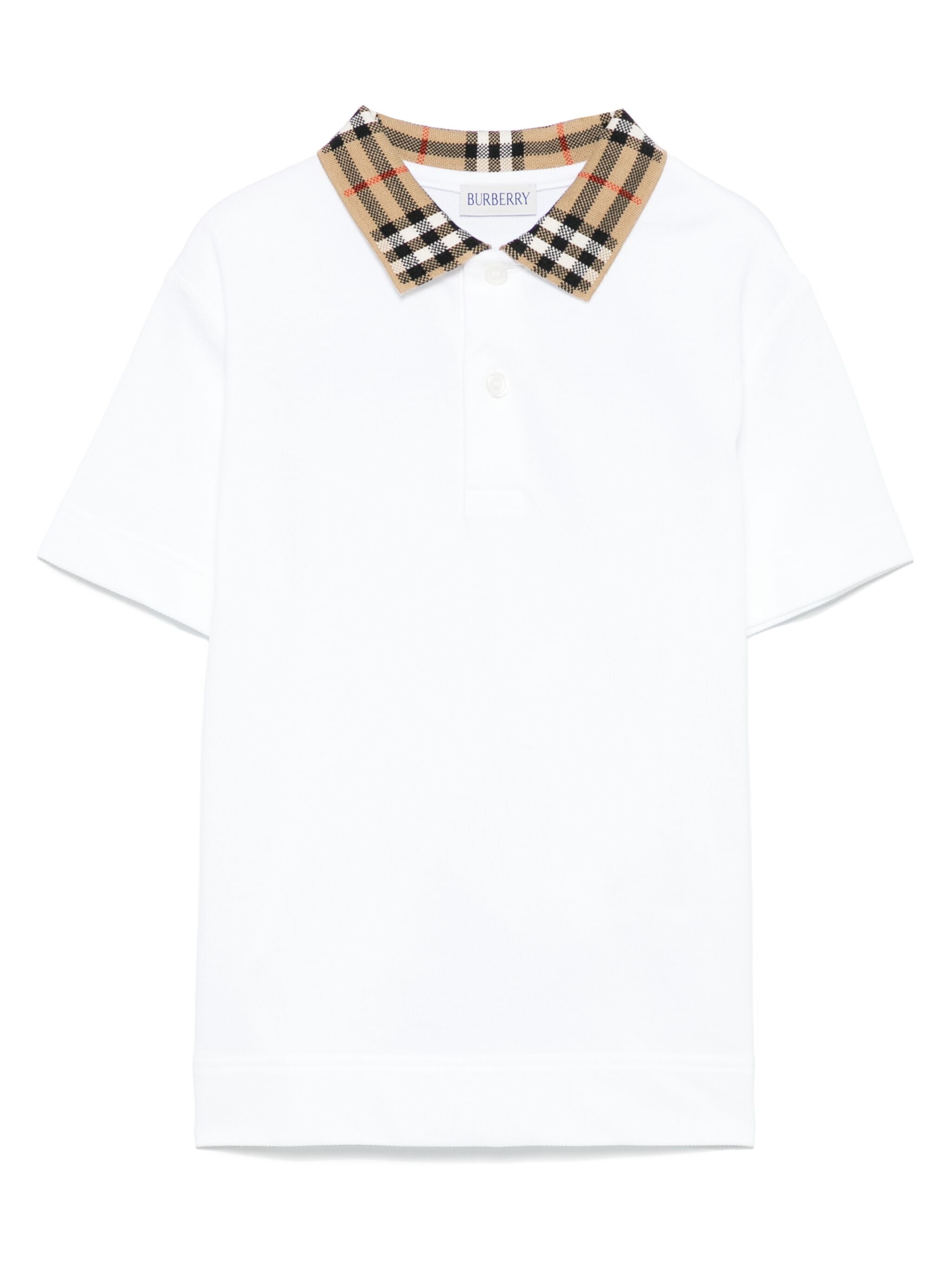Check Collar Cotton Polo Shirt Burberry Kids Bianco | Grifo210