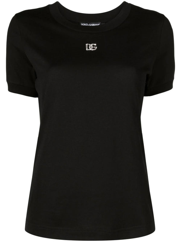 Cotton T-shirt with DG crystal logo