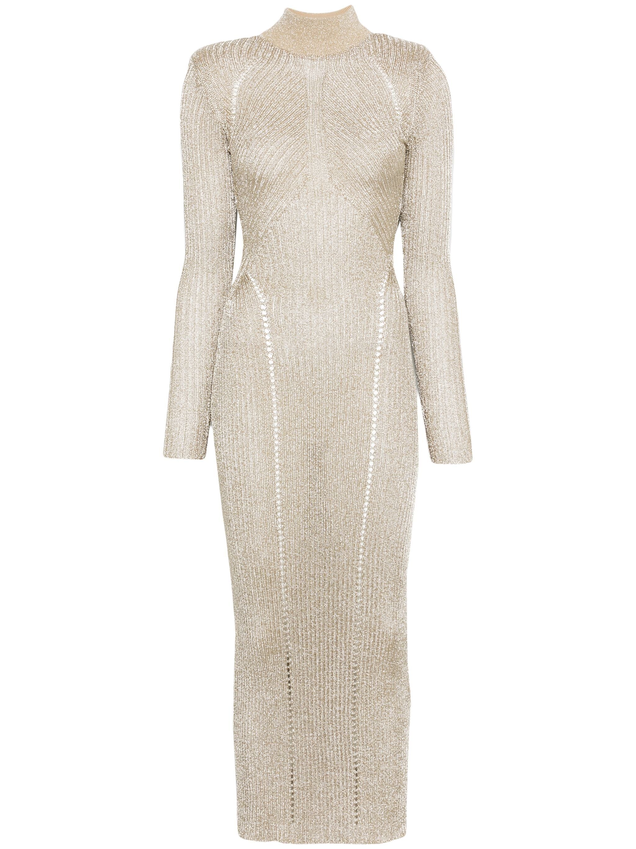 Gold lurex knit maxi dress SELF PORTRAIT Oro
