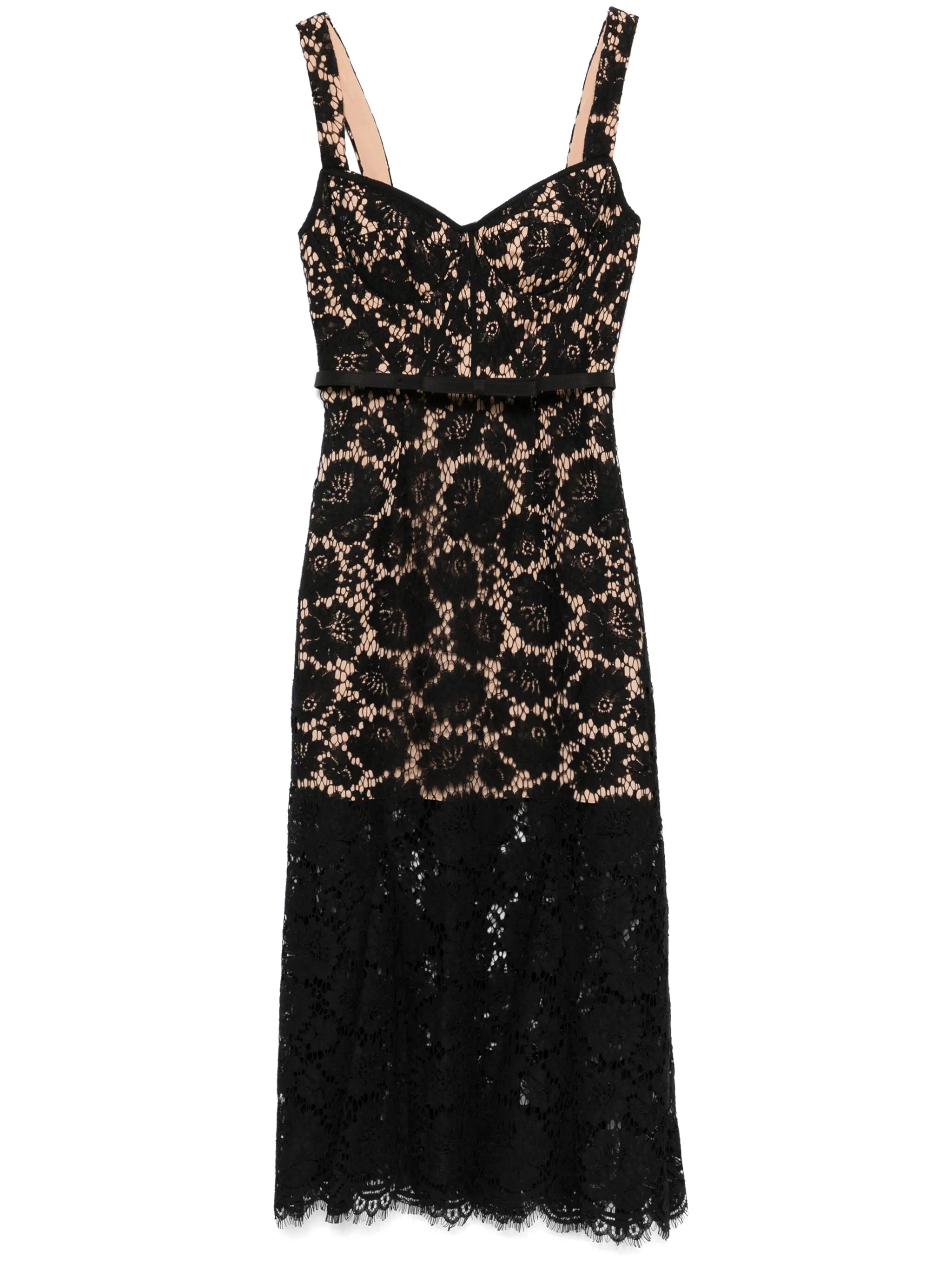 Midi dress with lace inserts SELF PORTRAIT Nero | Grifo210 Midi dress with lace inserts SELF PORTRAIT Nero | Grifo210