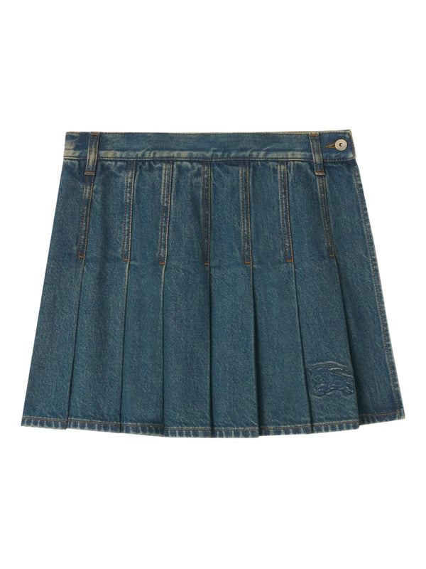 Minigonna in denim plissettato