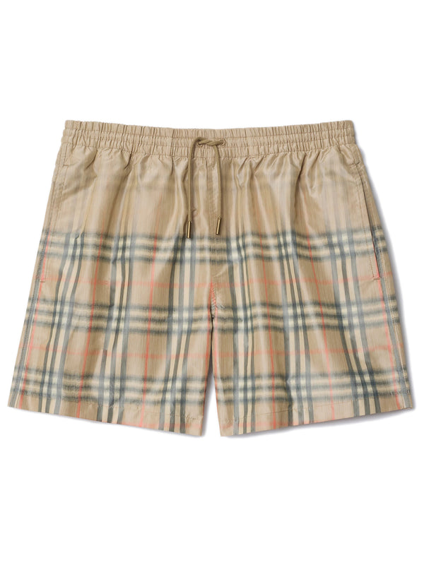 Beach boxer shorts with shaded check