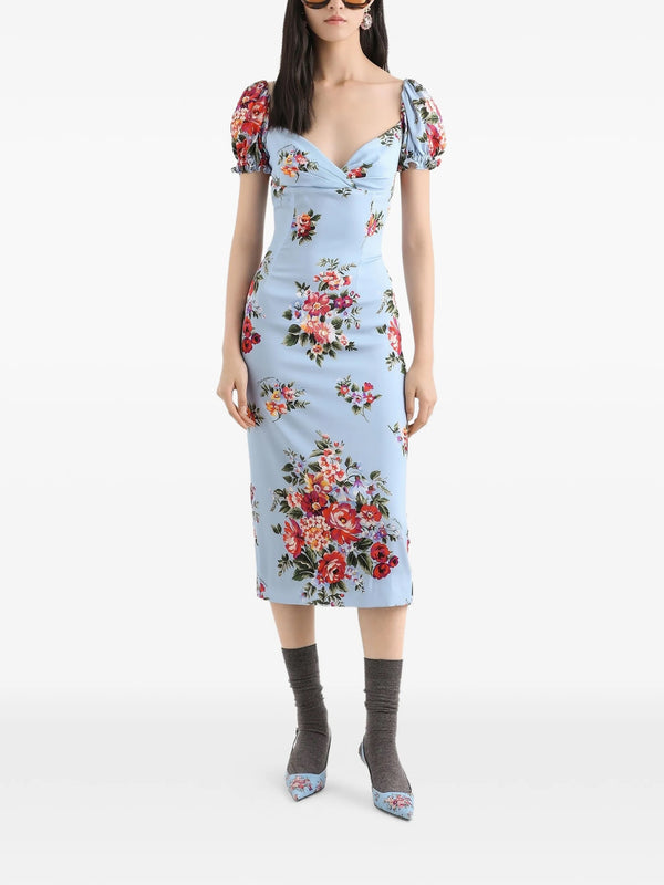 Flower bouquet print dress