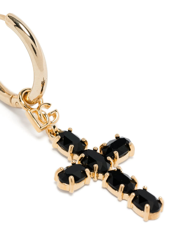 Earrings with rhinestone-detailed cross pendant